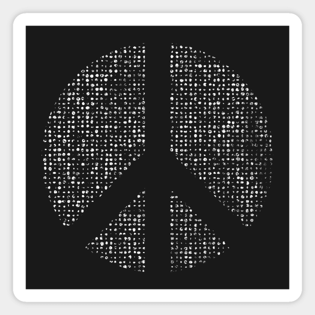 PEACE SIGN Symbol Distressed Dots Magnet by ClothedCircuit